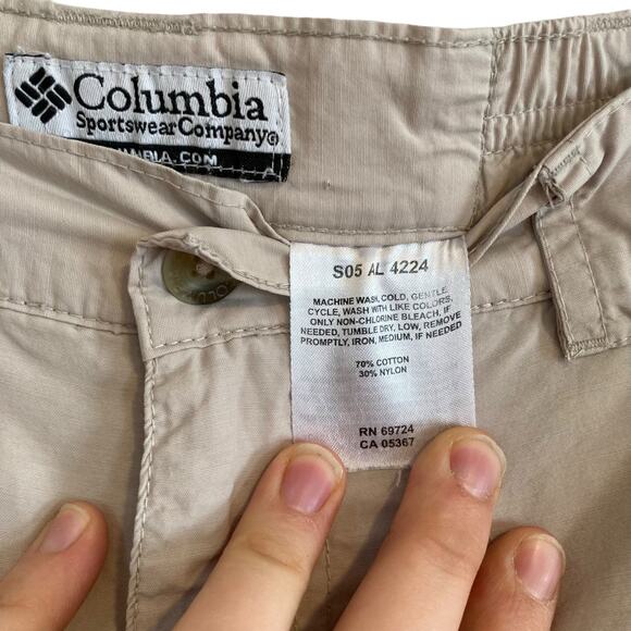 Columbia Off White Ivory Cotton Nylon Camping Utility Cargo Shorts Size 8 - Picture 6 of 15